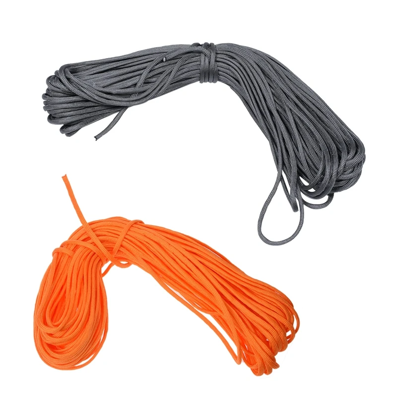 

2 Pcs 100Ft 7 Strand 550 Survival Bushcraft Paracord Parachute Cord Lanyard TYPE III - Orange & Grey
