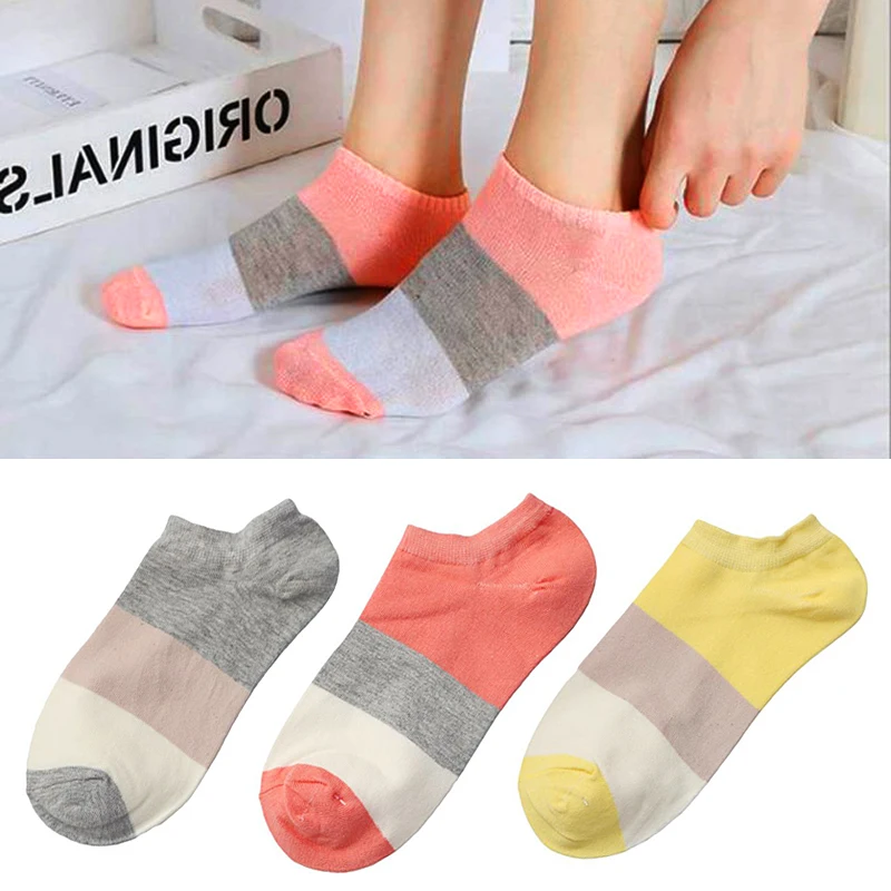 3Pair Style 4 3 пара/лот, цветные носки, забавные милые короткие носки для девочек и женщин, короткие носки в полоску для женщин и девушек, 4 сезона, Meias - Цвет: 3Pair Style 4