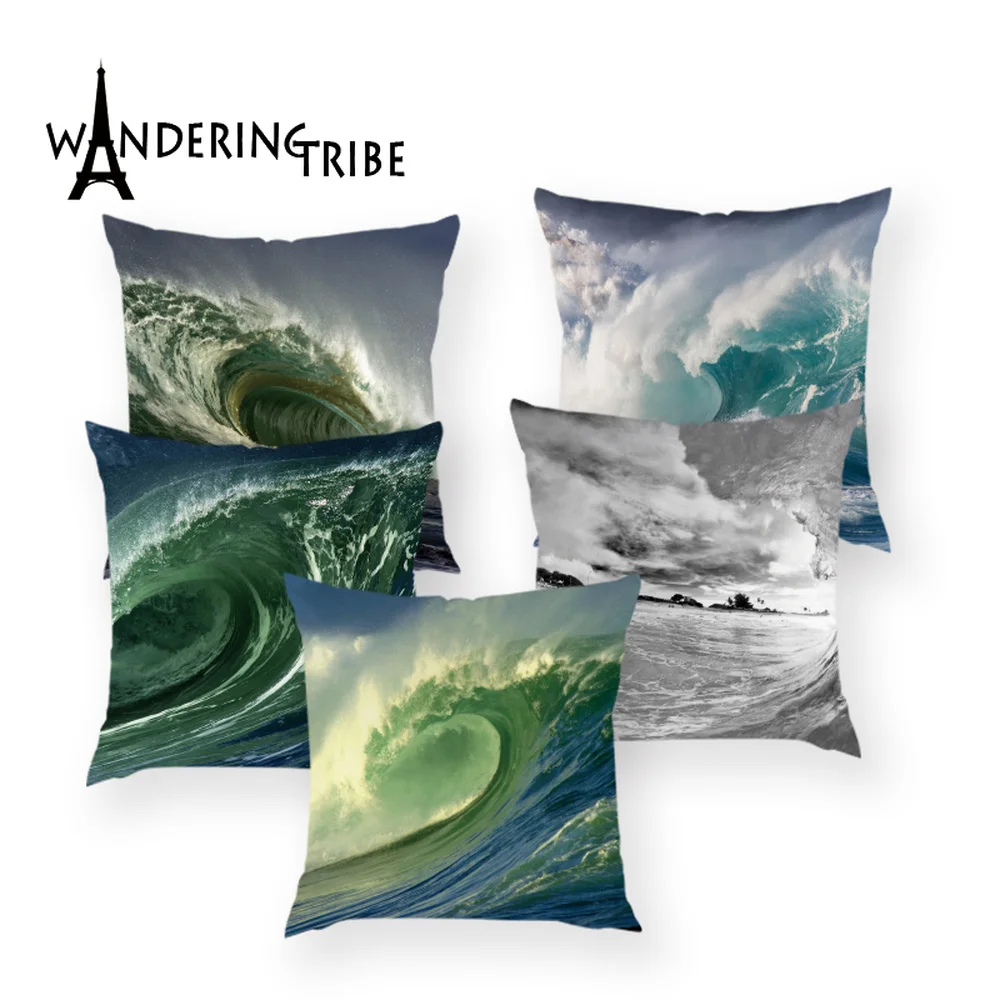 

Marine Style Pillowcases For Pillows Blue Ocean Wave For Living Room Cushion Covers 45X45 Custom Decor Cushion Case Case Pillows