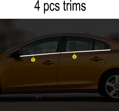 Нержавеющая сталь окна автомобиля планки для volvo s60 2012 2013 2011 - Цвет: 4 pcs trims