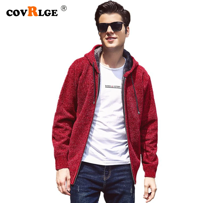 

New Mens Fleece Sweater Autumn Winter Warm Cashmere Dress Slim Fat Wool Zipper Casual Sweater Men Knitted Coat MWK006