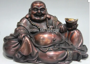 Бесплатная доставка &lt7 Китайская народная красная медь бронза Lucky Happy YuanBao Maitreya