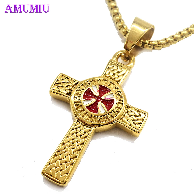 Heavy Gold Cross Pendant Necklace Men 