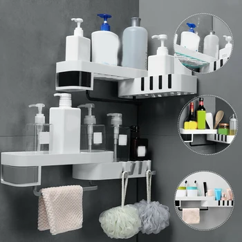 

New Seamless Rotating Tripod Punch-Free Rotary Multifunction Bathroom Shelf Corner Bath Storage Holder