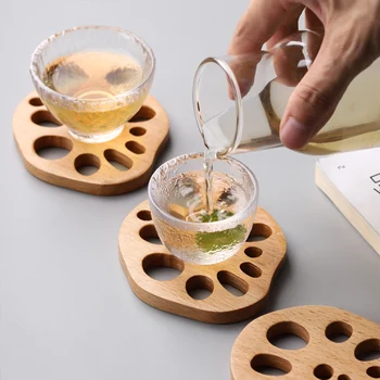 

Lotus Root Solid Wood Coaster Tea Coffee Cup Pad Placemats Table Decor Heat Resistant Drink Mat for Kitchen Accessories