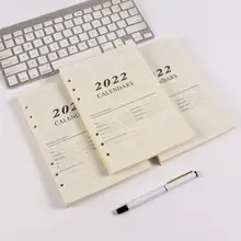 2022 Pages intérieures papier A5 pour planificateur Agenda, carnet de notes à 6 trous, reliure à anneaux à feuilles mobiles, Journal intime J1e5
