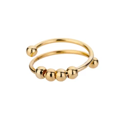 Enhanced Product Title:  
Stainless Steel Spinner Fidget Ring with Bead Accents (GOLD)