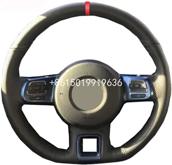 

Hand Sewing Car Steering Wheel Cover Red Marker for Volkswagen Beetle 2012-2014 2015 2016 2017 2018 Up 2013-2015 2016