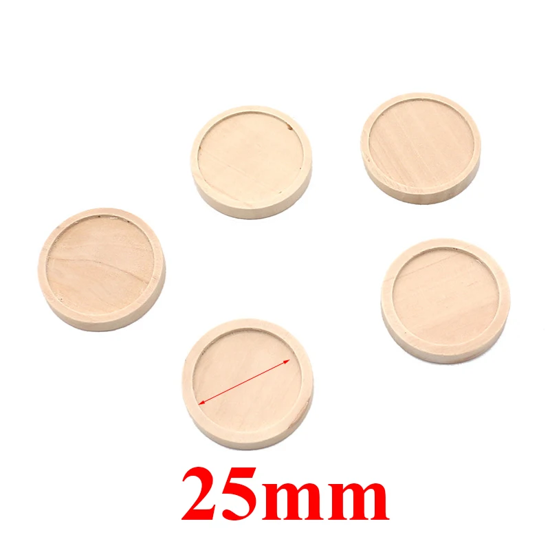 Wood color 25mm 10 шт. дерево кабошон настройки подвески Цепочки и ожерелья пустая Камея основа подвески Лотки для изготовления ювелирных изделий 12/20/25/30 мм внутренняя Размеры - Цвет: Wood color 25mm