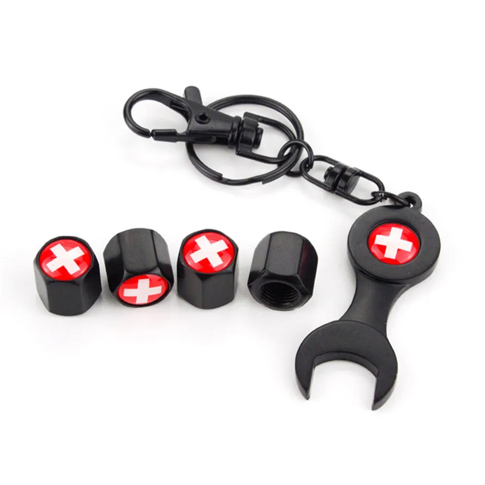 Wrench Keychain+4Pcs Valve Caps For Lexus IS250 GX460 RX300 RX330 Anti