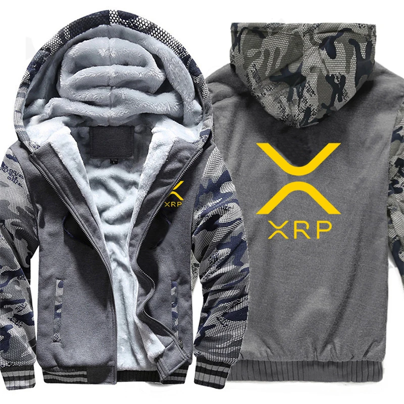 Ripple XRP Cryptocurrency Sweatshirts Men Cool Winter Thicken Wool Liner Crypto Hoodies Pullover 6