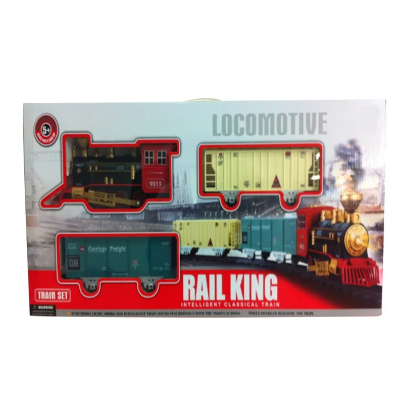 

Electric Rail Train Classical Rail Train Sound-And-Light Smoke Model Camera Track Car Christmas Rail Train