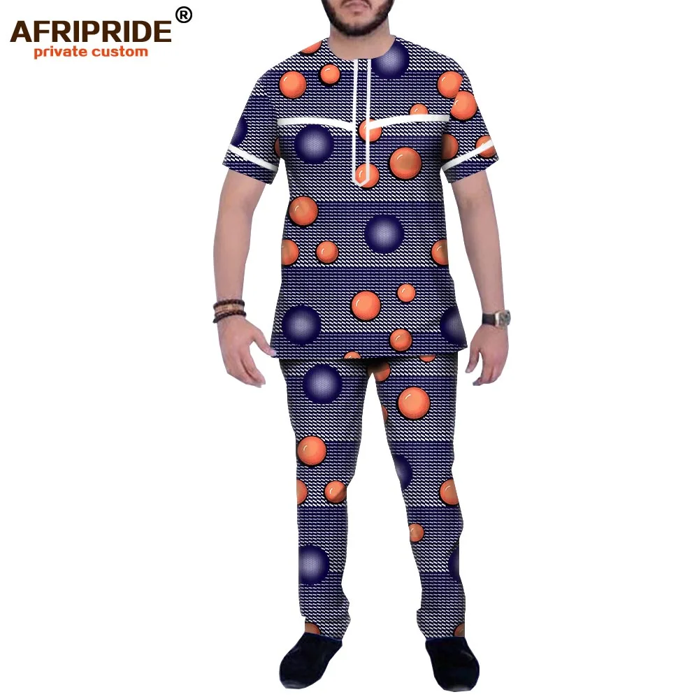 50% OFF Dashiki Men African Clothing Dashiki Printed Tops and Pants Set Tracksuit Blouse Shirts Pockets AFRIPRIDE A1916065B