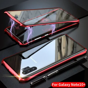 

10pcs/lot For Samsung Galaxy Note 10 Plus Tempered Glass Built-in Magnet Adsorption Flip Metal Bumper Case For Galaxy Note 10