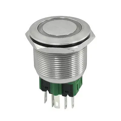 

SPDT 25mm 24V Blue Ring LED Light Metal Locking Push Button Switch