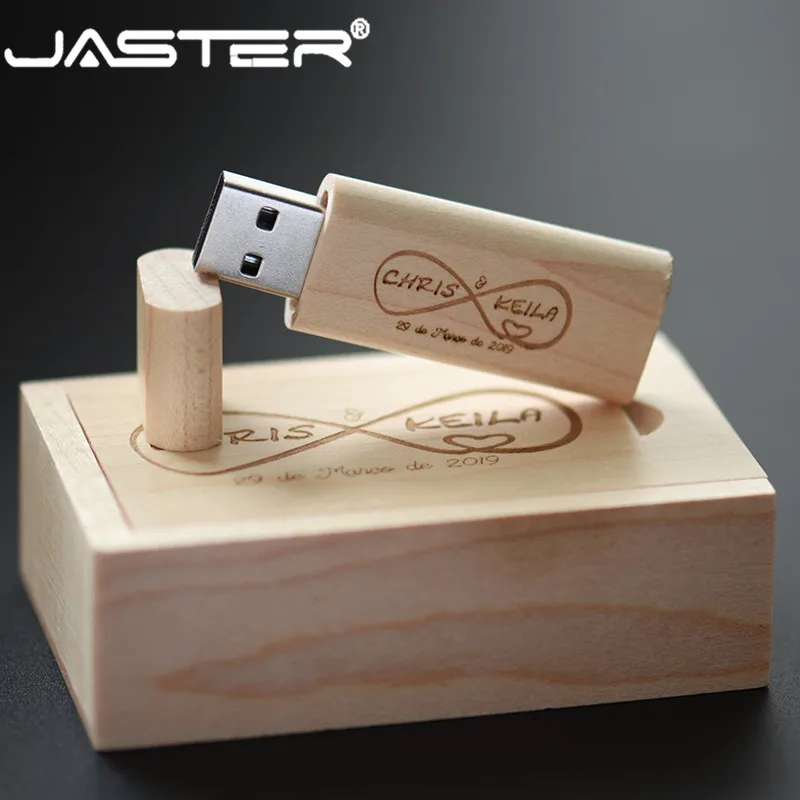 JASTER wood box + wishing bottle USB 2.0 flash drive 8GB 16GB 32GB 64GB glass memory stick drifting bottle U disk wedding gift usb flash drives