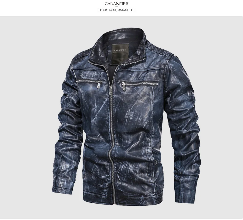 CARANFIER мужские кожаные куртки новые осенние кожаные пальто повседневная мотоциклетная куртка Мужские байкерские куртки американский размер дропшиппинг