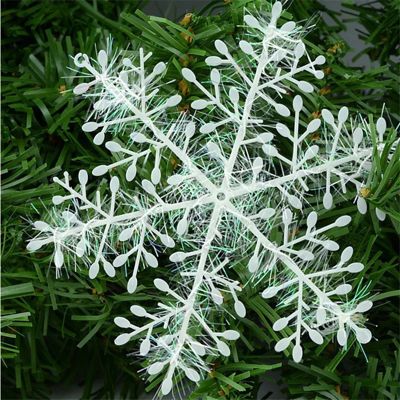 30pcs 8cm Christmas Artificial Snowflake Tree Decor Snow Fake Wall Decals Decorations for Home New Year | Дом и сад