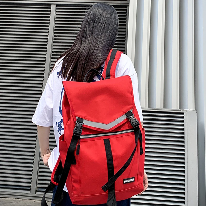 Модный молодежный рюкзак со светоотражающими полосками, Большой Вместительный рюкзак для мужчин и женщин, Студенческая сумка, декомпрессионная прочная