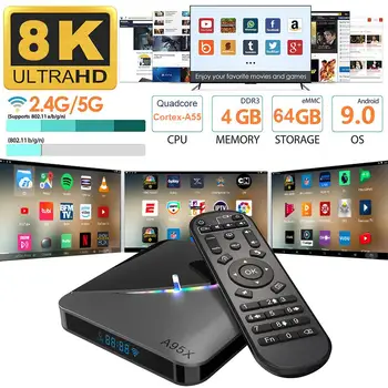 

8K Set-Top Box WIFI Quad Core HD Network Player USB 3.0 TV Box For Android TV 9.0 System