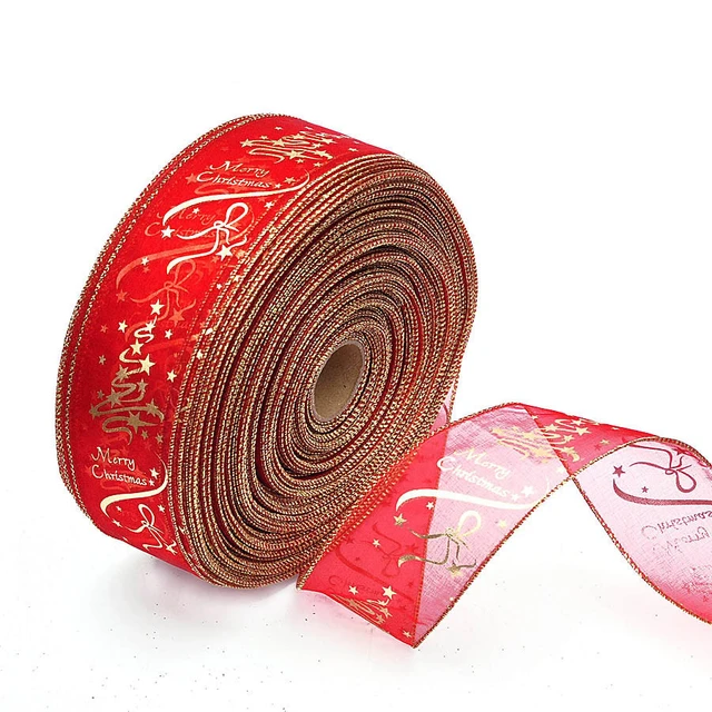 2M Christmas Ribbons Printing Letter Ribbon Printing Tape for Gift