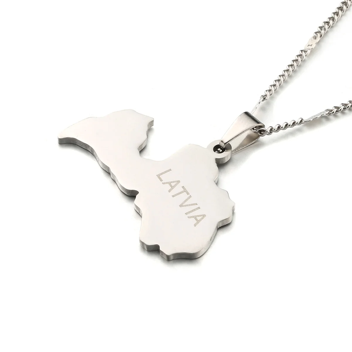 Stainless Steel Trendy Latvia Map Pendant Necklace Latvijas Republika Maps Charm Jewelry 5