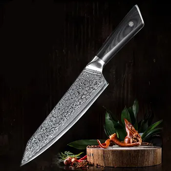 

Damascus Steel 8 Inch Chef Knife Sharp Vegetable Meat Cleaver Slicing Utility Knives Cutting Tools Kitchen Accessories