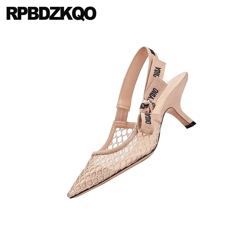 Женские туфли из сетчатого материала; scarpin slingback; коллекция года; туфли-лодочки телесного цвета с острым носком без застежки в клетку; Дизайнерская обувь в европейском стиле; итальянские туфли на высоком каблуке; Размеры 4-34