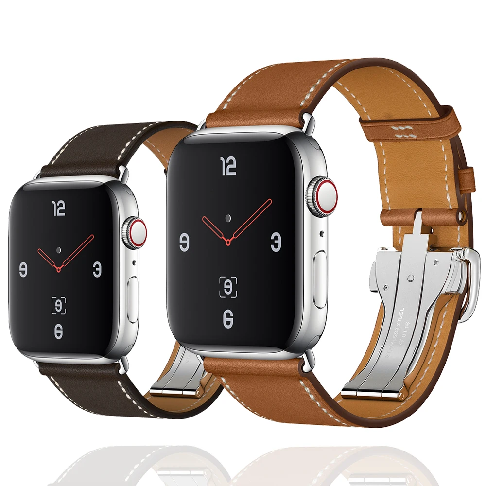 Ремешок с пряжкой для apple watch 44 мм 40 мм iwatch 38 мм 42 мм кожаный браслет для apple watch 5 4 3 2 1