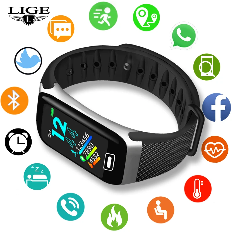 Смарт-браслет LIGE с Bluetooth водонепроницаемый фитнес-трекером | Электроника
