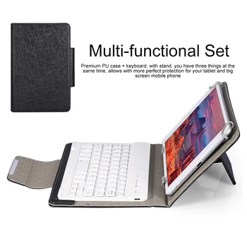 

Portable PU Leather case+ Bluetooth Keyboard for Protective Phone pad Case with white Keyboard for Redmi Huawei Smartphone Cover