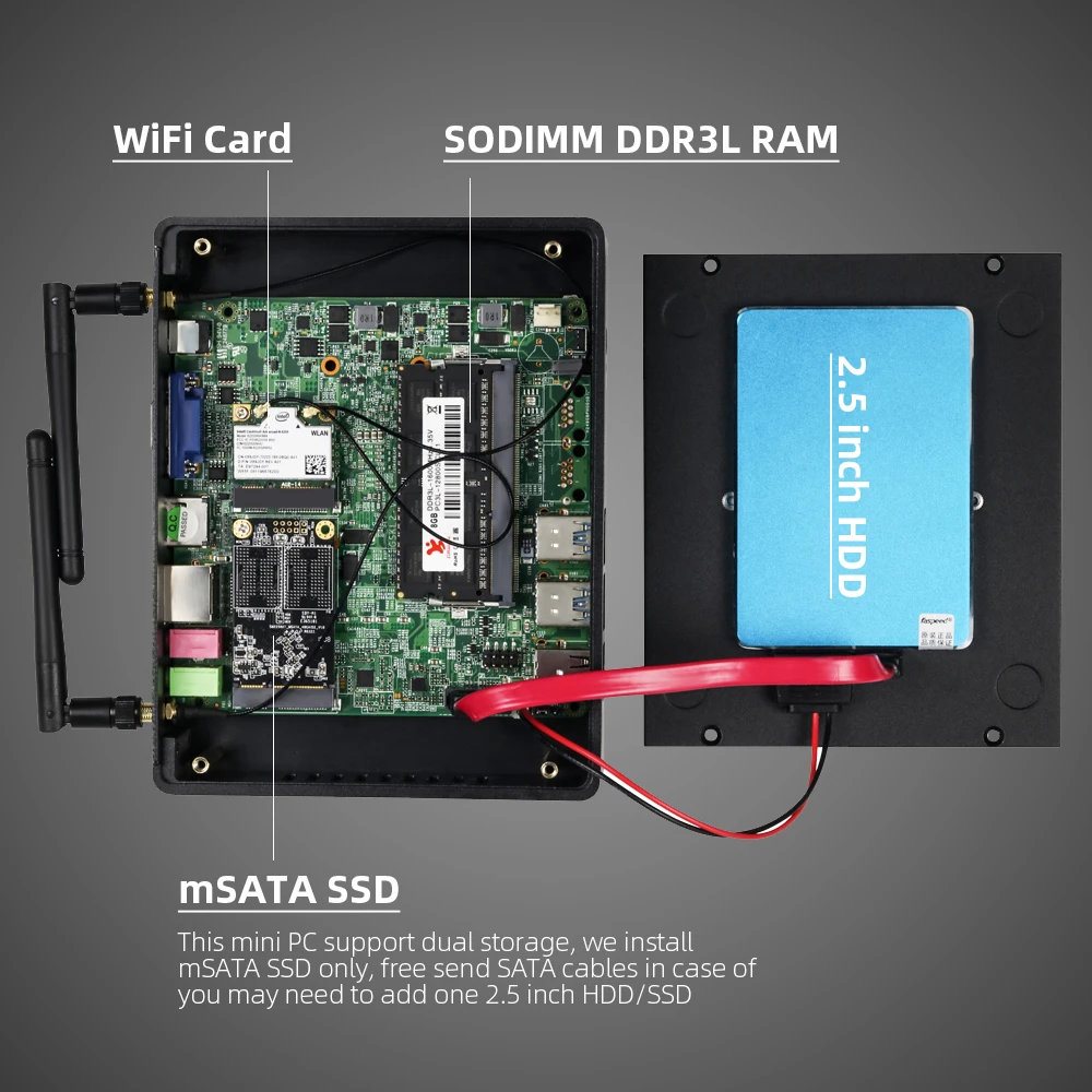 XCY Ҹ ̴ PC  ھ i7 4500U i5 5300U 300M  ⰡƮ ̴ 8x USB VGA HDMI ÷,  10  HTPC