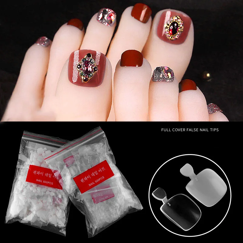 

500Pcs French Foot Tips False Fake Artificial Toe Nails Tips Acrylic Professional Nail Art Decor Full Cover Toe Nails Manicure