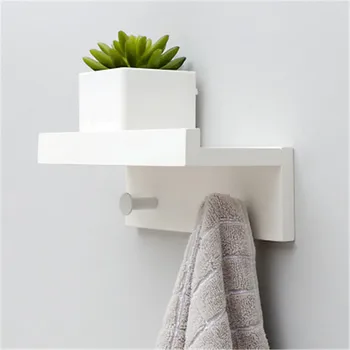 

2 Tiers wooden Bathroom Towel Rack Storage Holder Wall Hanger Polished Towel Clothes Shelf With Two colors optional Hooks