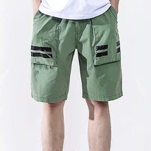 2021 Men's Cargo Shorts Casual Zipper Closed Street Shorts Loose Harajuku Man Sweatshorts Summer Straight Basic Five Point Pants