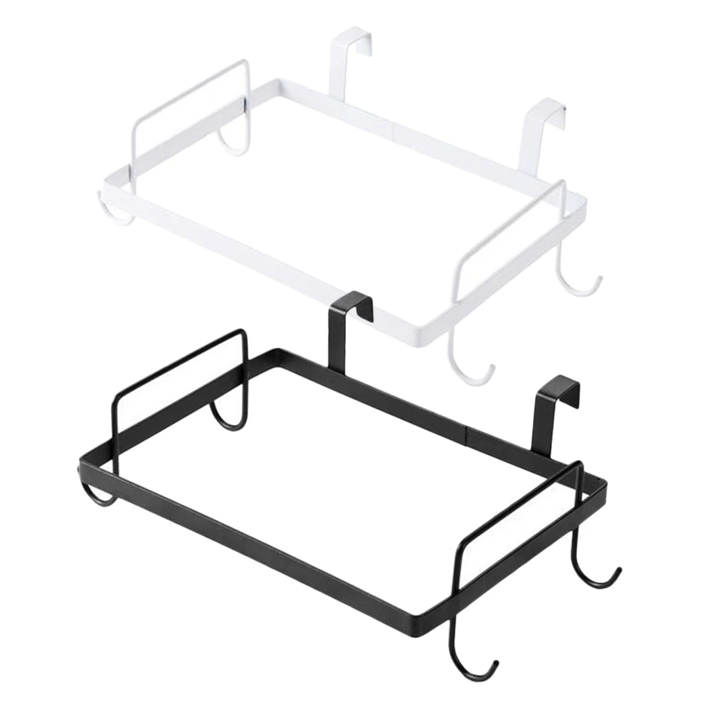 Trash Bag Holder Organizer, Kitchen Garbage Hook Over The Cabinet Wastebasket Trash Can Basket Holder, Hanging