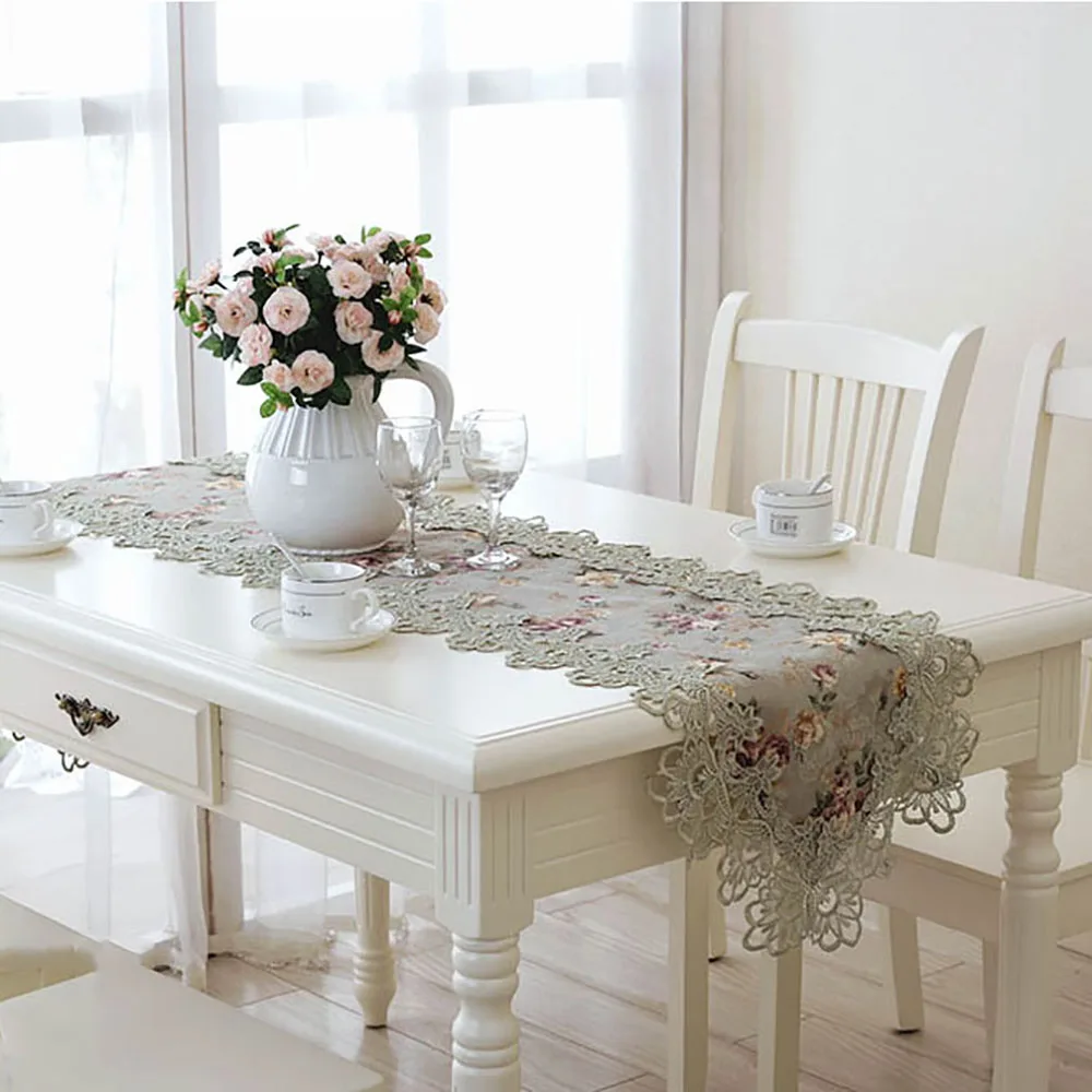 

Lychee European Style Embroidery Table Runner Simple Table Runner for Home Wedding Birthday Party Outdoor