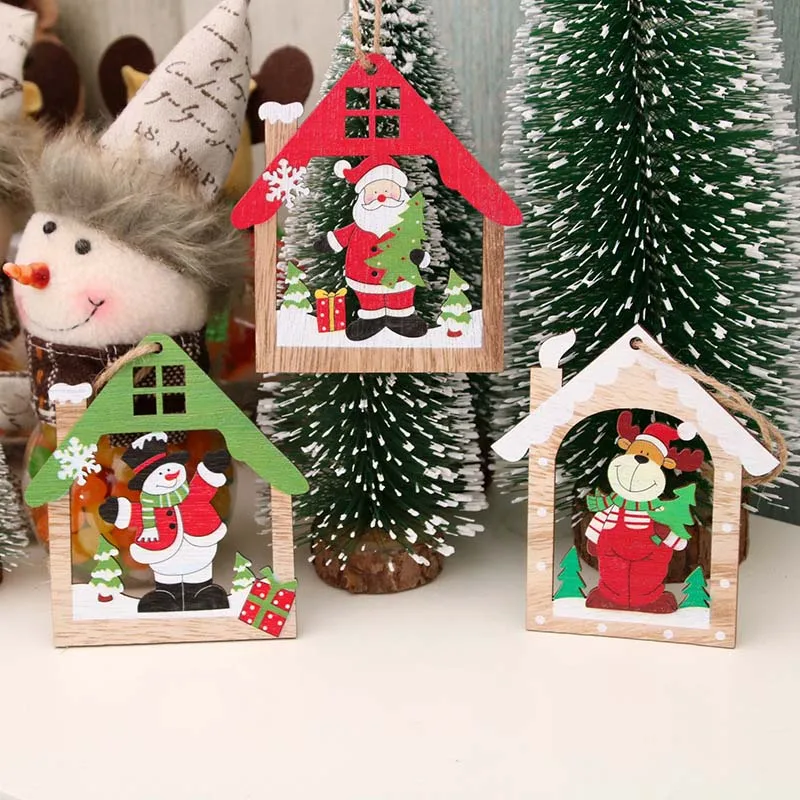 Деревянные елочные украшения Санта-Клаус подвесной кулон рождественские украшения для подарков для дома Navidad декор год