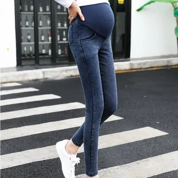 

CYSINCOS Elastic Waist Maternity Jeans Pants For Pregnancy Clothes For Pregnant Women Legging Autumn Spring Maternity Plus Size