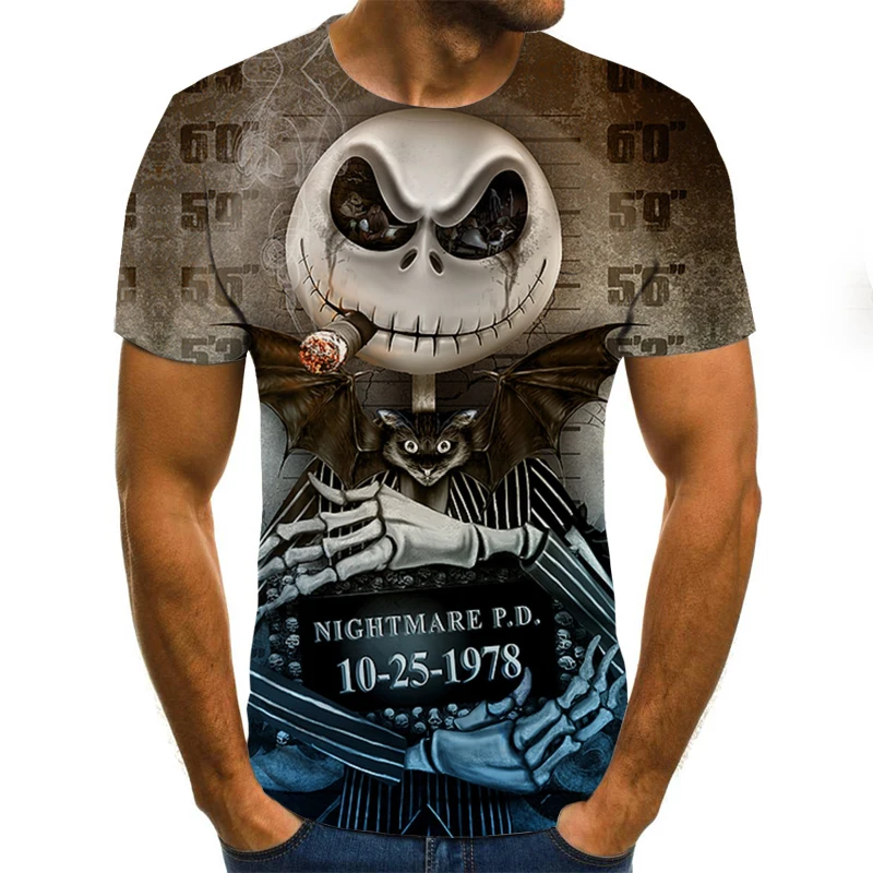 

Men 2020 new creative design 3D natural printing Men's short-sleeved round neck 3D graphics/camouflage butterfly/skull/animation