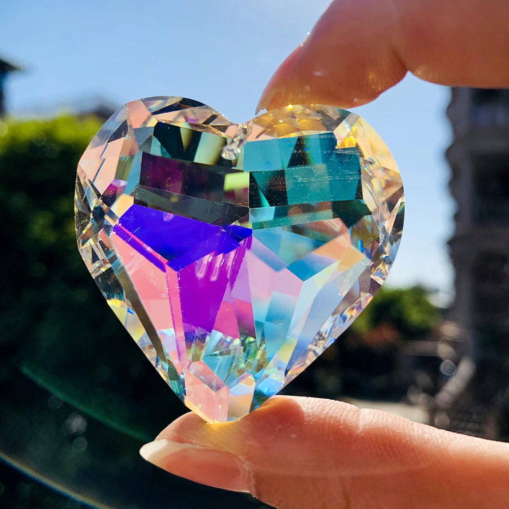 Fire Polished AB Color Heart Love Crystal Faceted Prism Chandelier Component Suncatcher Aurora Rainbow Jewelry Supply Home Decor | Освещение