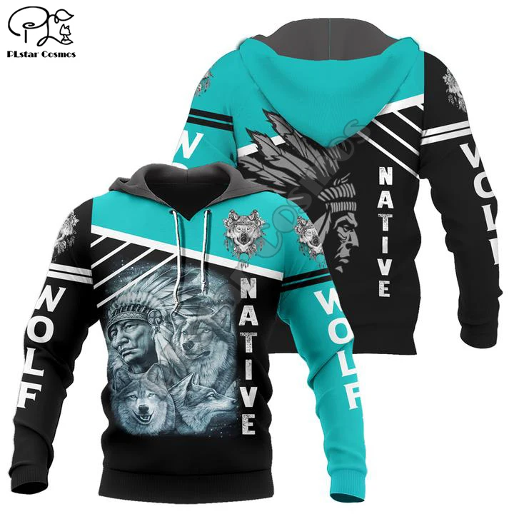 

PLstar Cosmos Indian Native Wolf Animal Streetwear Casual Harajuku Tracksuit Sweatshirt 3DPrint Men/Women Pullover Hoodies A-18