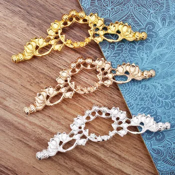

10 PCS 30*103mm Metal Alloy Gold/Silver Color Flowers Leaves Connectors Charm For Jewelry Making DIY Accessories