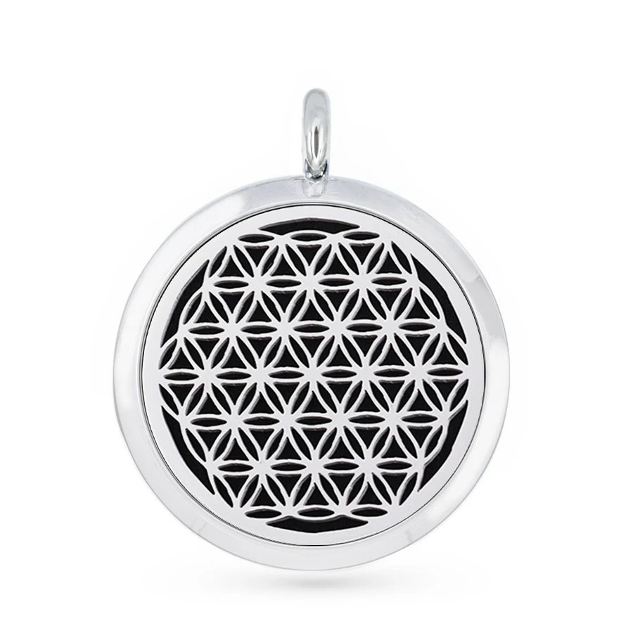 Flower Life 30mm Magnetic Perfume Locket Aromatherapy Locket Essential Oil Diffuser Locket Pendant fit Necklace 5pads 5