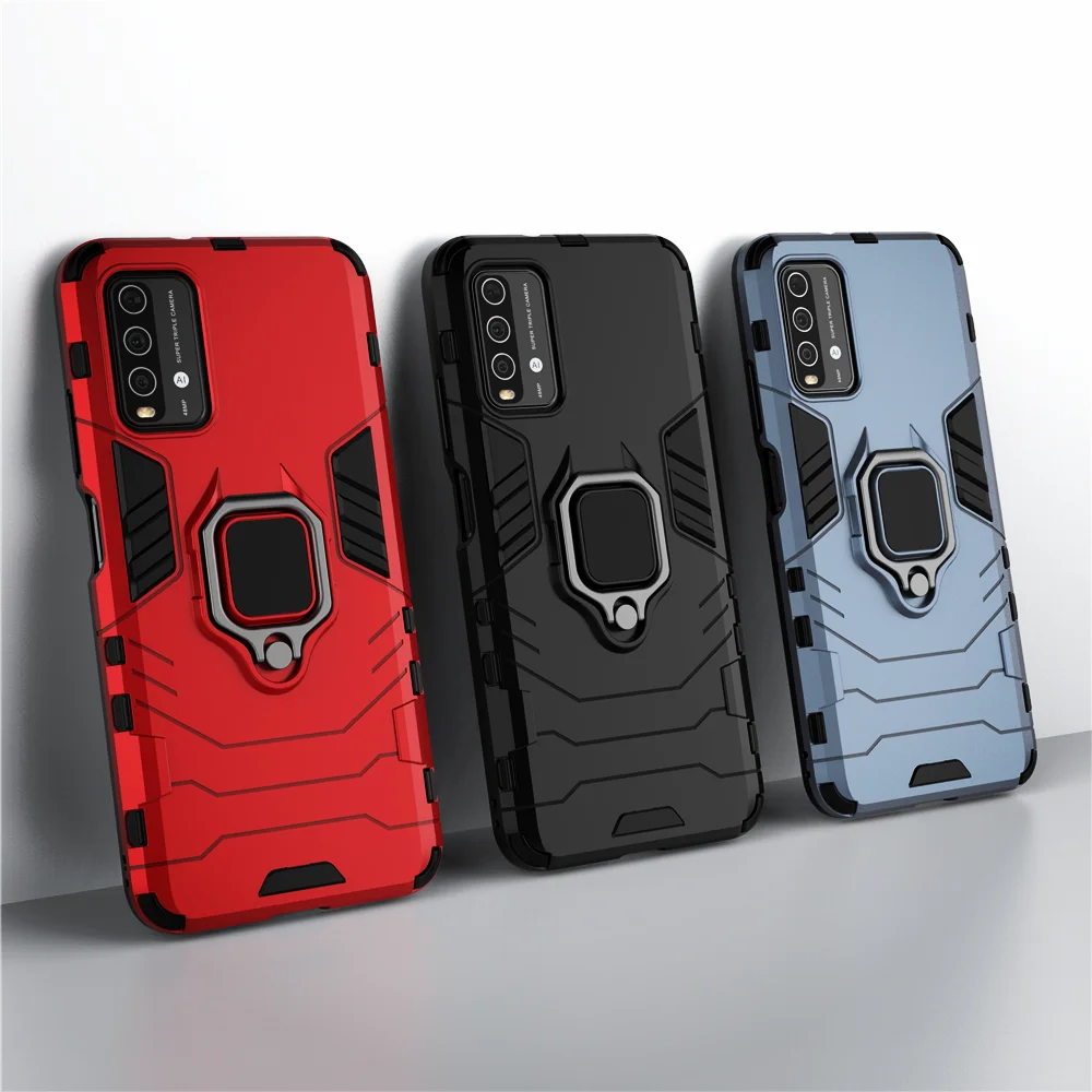 Shockproof Armor Case for Xiaomi Redmi 9T Redmi 10 Prime 10C K50 40 Ring Stand Cover for Xiaomi Redmi 9T Redmi9t J19S M2010J19SG floating waterproof phone case