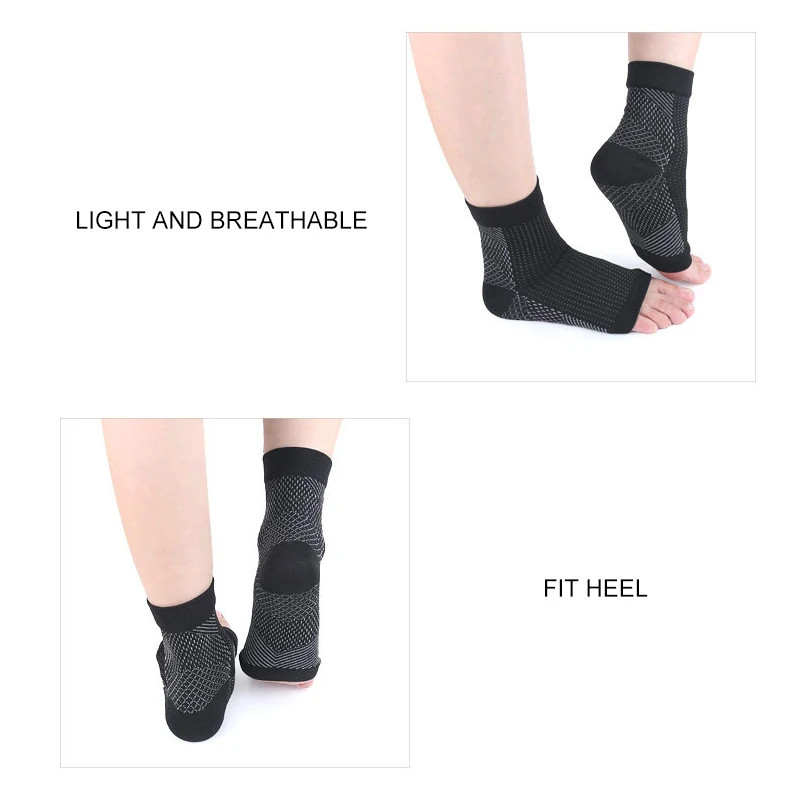 1คู่ถุงเท้าการบีบอัดข้อเท้าสนับสนุนถุงเท้าเท้าป้องกันความเมื่อยล้าบรรเทาปวดบวม Arch ถุงเท้า Heel Protector
