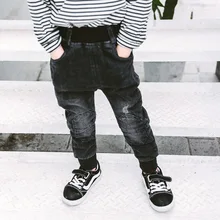 Г. Новые весенние Стильные джинсы в западном стиле для мальчиков в Корейском стиле; Детские однотонные брюки