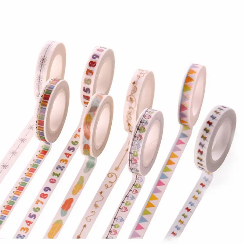 Decorative Rainbow Adhesive Tape Paper Washi Masking Tape Adhesive Tape DIY(Style 7