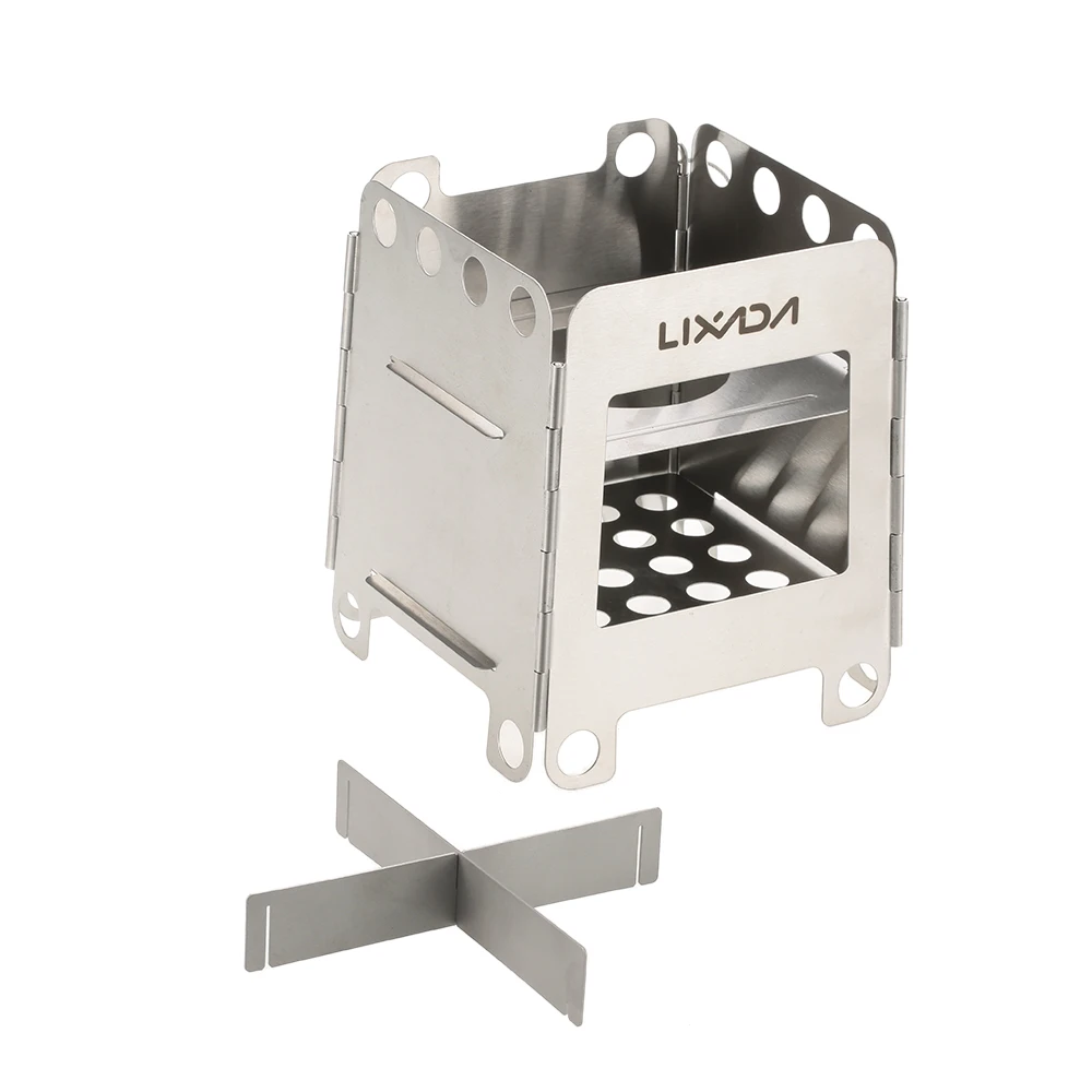 as photo Lixada Portable Stainless Steel Camping Wood Burner Stove Folding Pocket Stove Outdoor Camping Cooking Picnic Hiking - Цвет: as photo