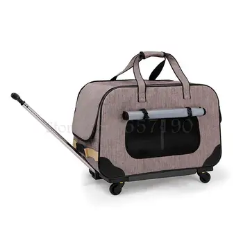 

Pet trolley case dogs out portable trolley bag four-wheeled pet bag cart closed cat cage